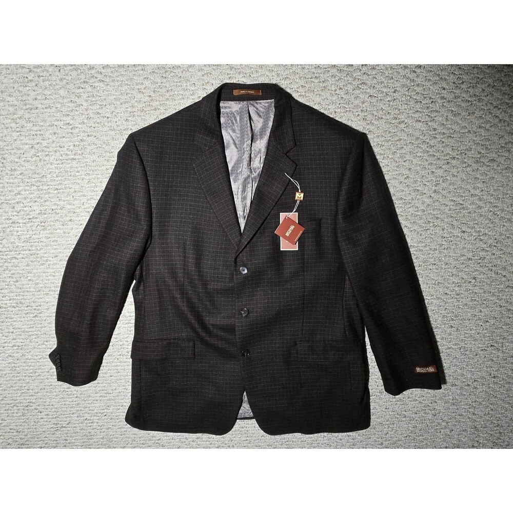 Nwt Michael Kors Kost 1 Sport Jacket Blazer Men's 46 100% Lambs Wool Brown Plaid